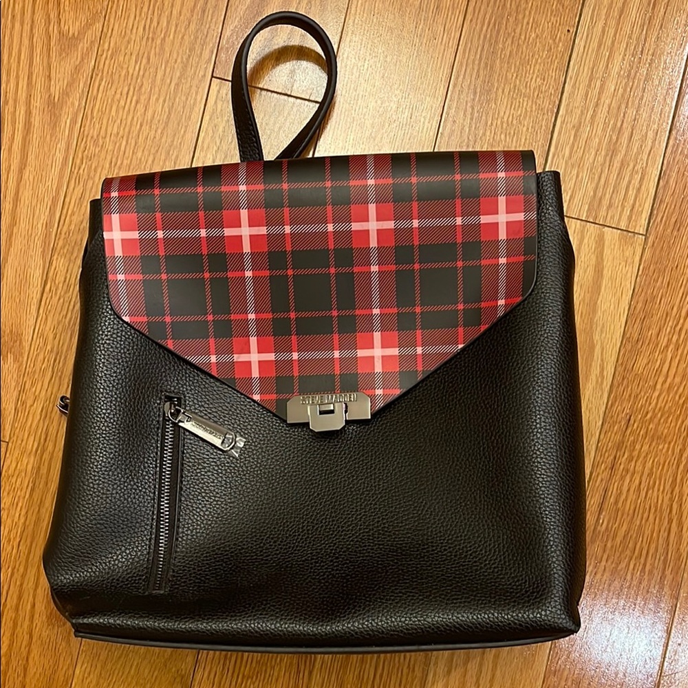 Steve Madden - Black and Red Checkered Backpack